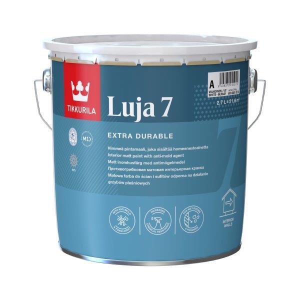 Sienų ir lubų dažai TIKKURILA LUJA 7, matiniai, baltos sp., A bazė, 2,7 l-0
