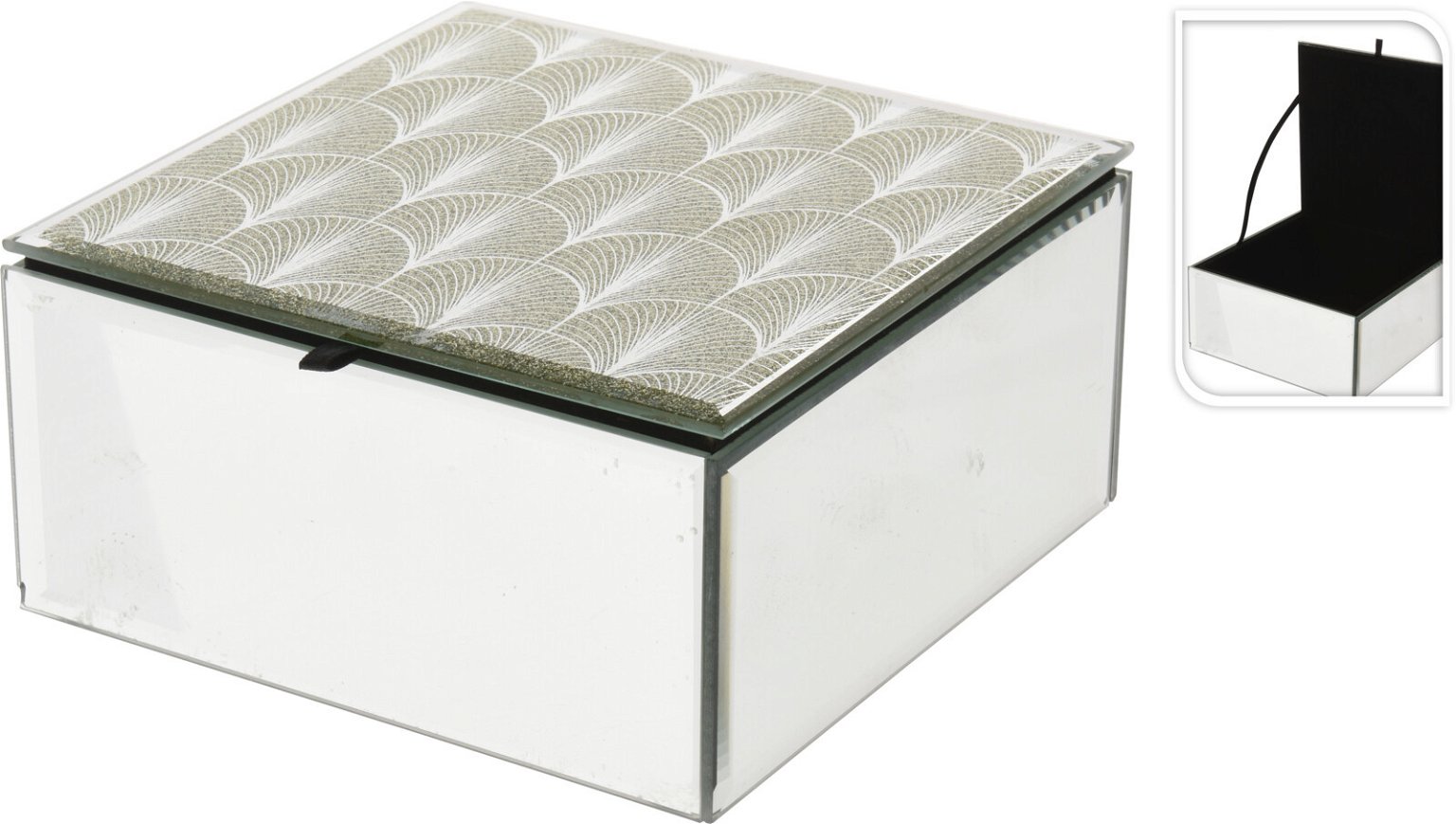 Dekoratyvinė papuošalų dėžutė MIRROR, sidabrinės sp., 13 x 13 x 6,5 cm