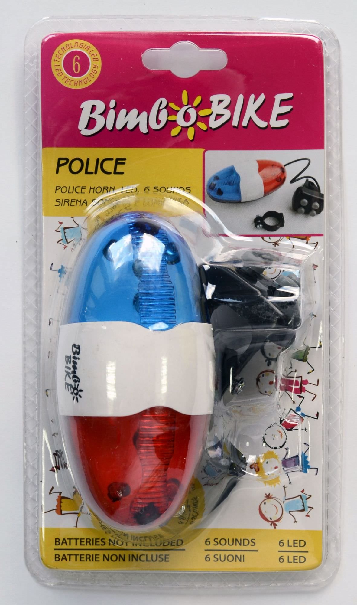 Elektrinis dviračio skambutis POLICE, 6 LED, 6 garsai
