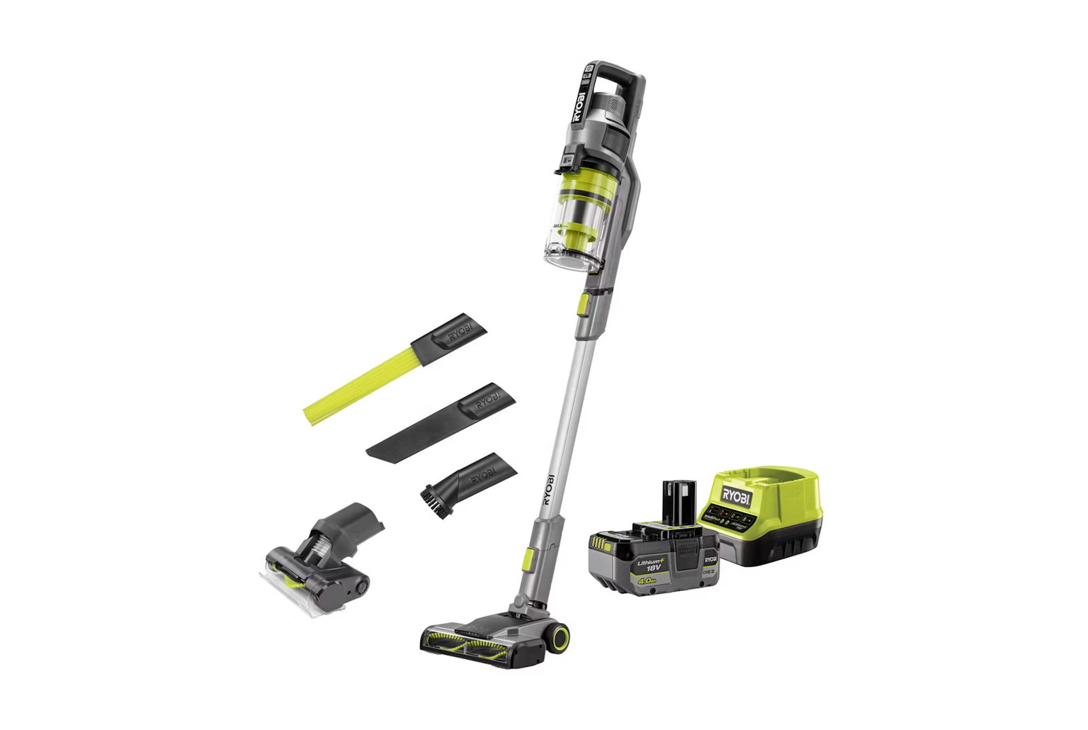 Dulkių siurblys - šluota RYOBI RSVS18-1X40GL 18 V ONE+, su akumuliatoriumi 4.0 Ah-0
