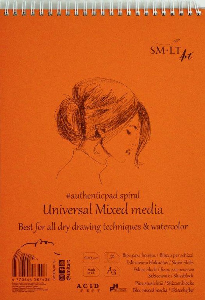 Universalus bloknotas A3, 30 lapų, 200gsm, su spirale-0