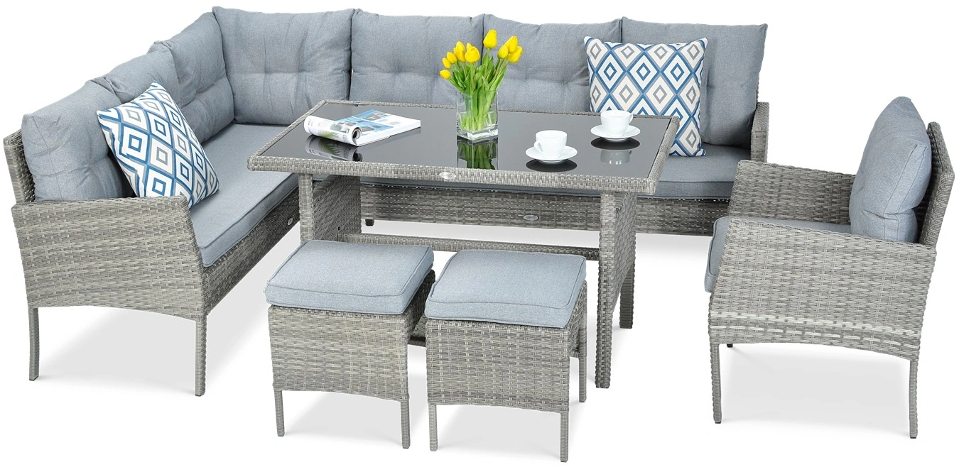 Lauko baldų komplektas CORTINA Corner + su foteliu, Dolphin Grey-1