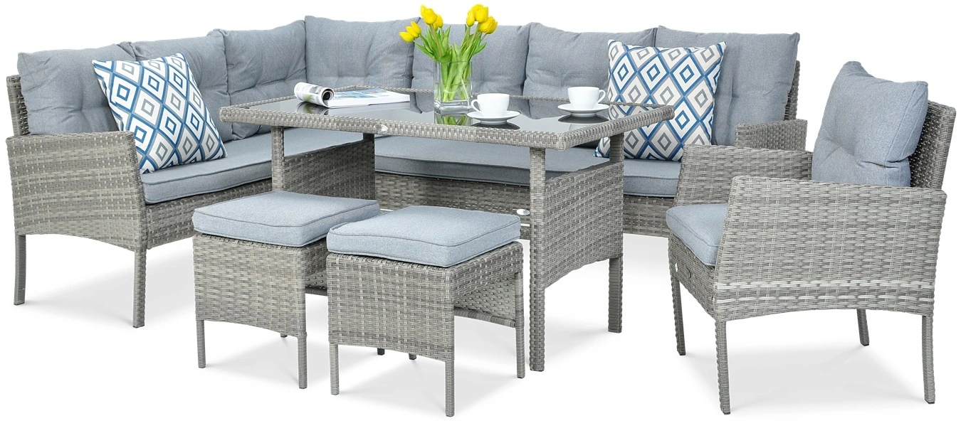 Lauko baldų komplektas CORTINA Corner + su foteliu, Dolphin Grey-0