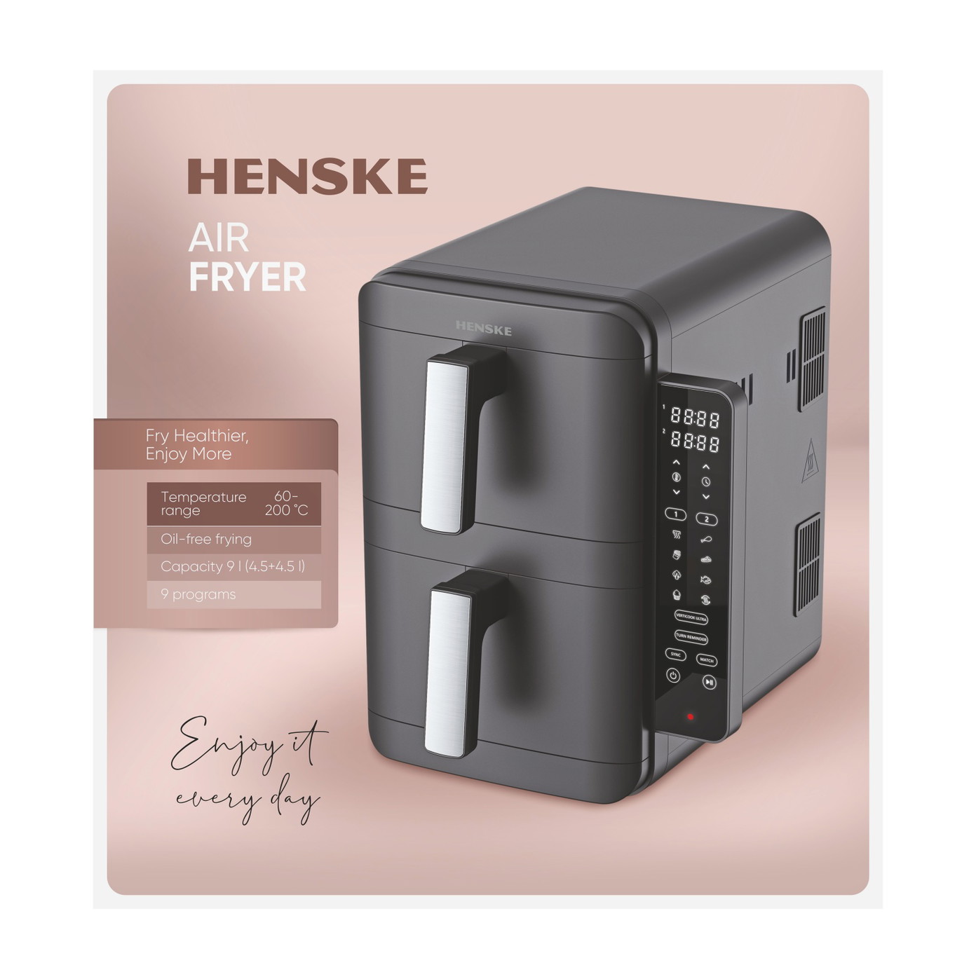 Karšto oro gruzdintuvė HENSKE 4,5 l + 4,5 l-1