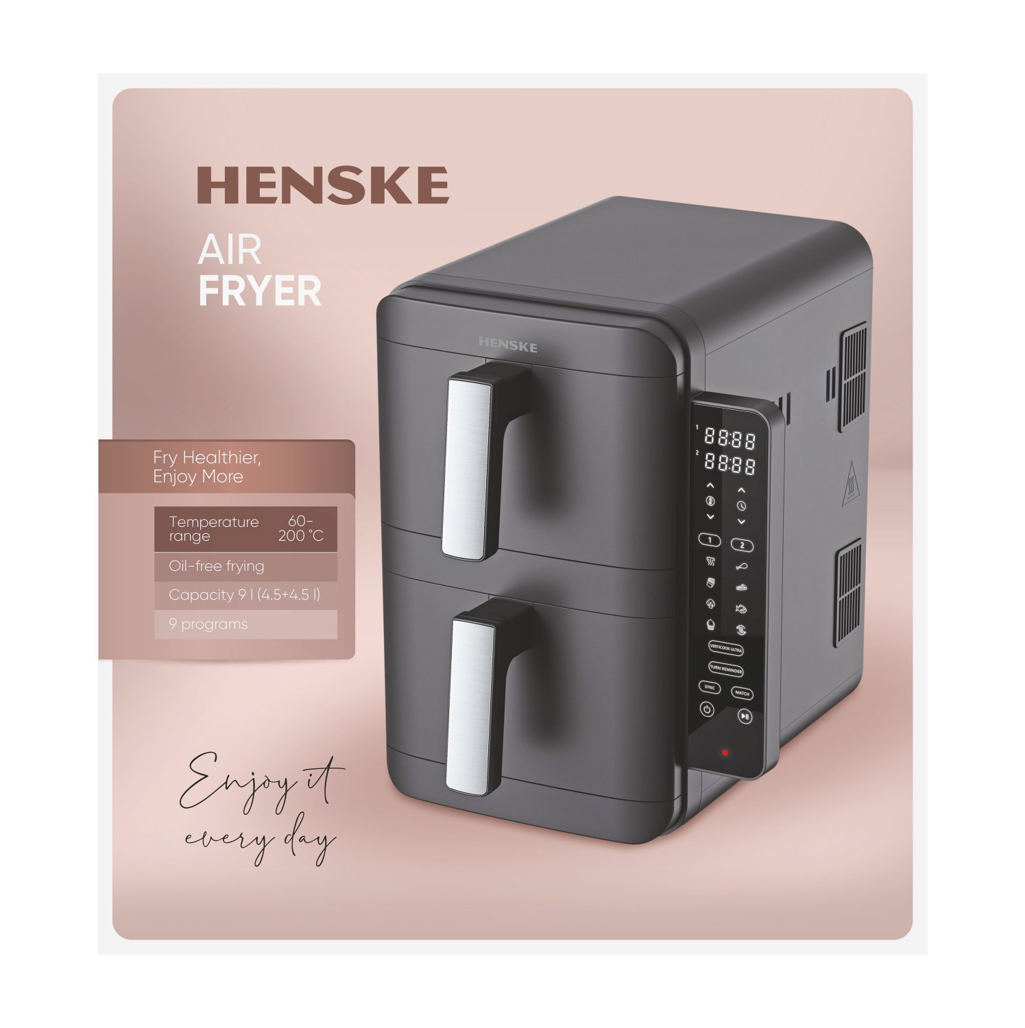 Karšto oro gruzdintuvė HENSKE 4,5 l + 4,5 l-1