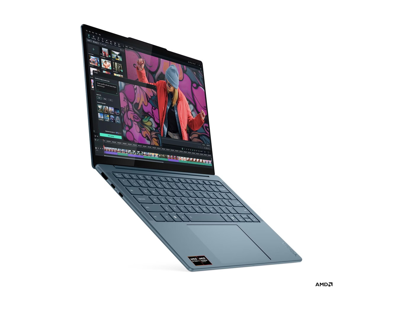 Nešiojamas kompiuteris Lenovo Yoga Slim 7 14AKP10, 16GB RAM, AMD Ryzen AI 7 350, AMD Radeon 860M, 512GB SSD, 14" OLED 1920x1200, žalsvai mėlyna - 4