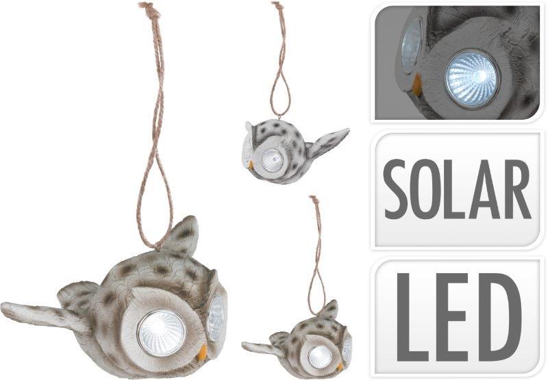 Pakabinamas LED lauko šviestuvas PELĖDA, įkraunamas saulės energija, 3 spalvų-0