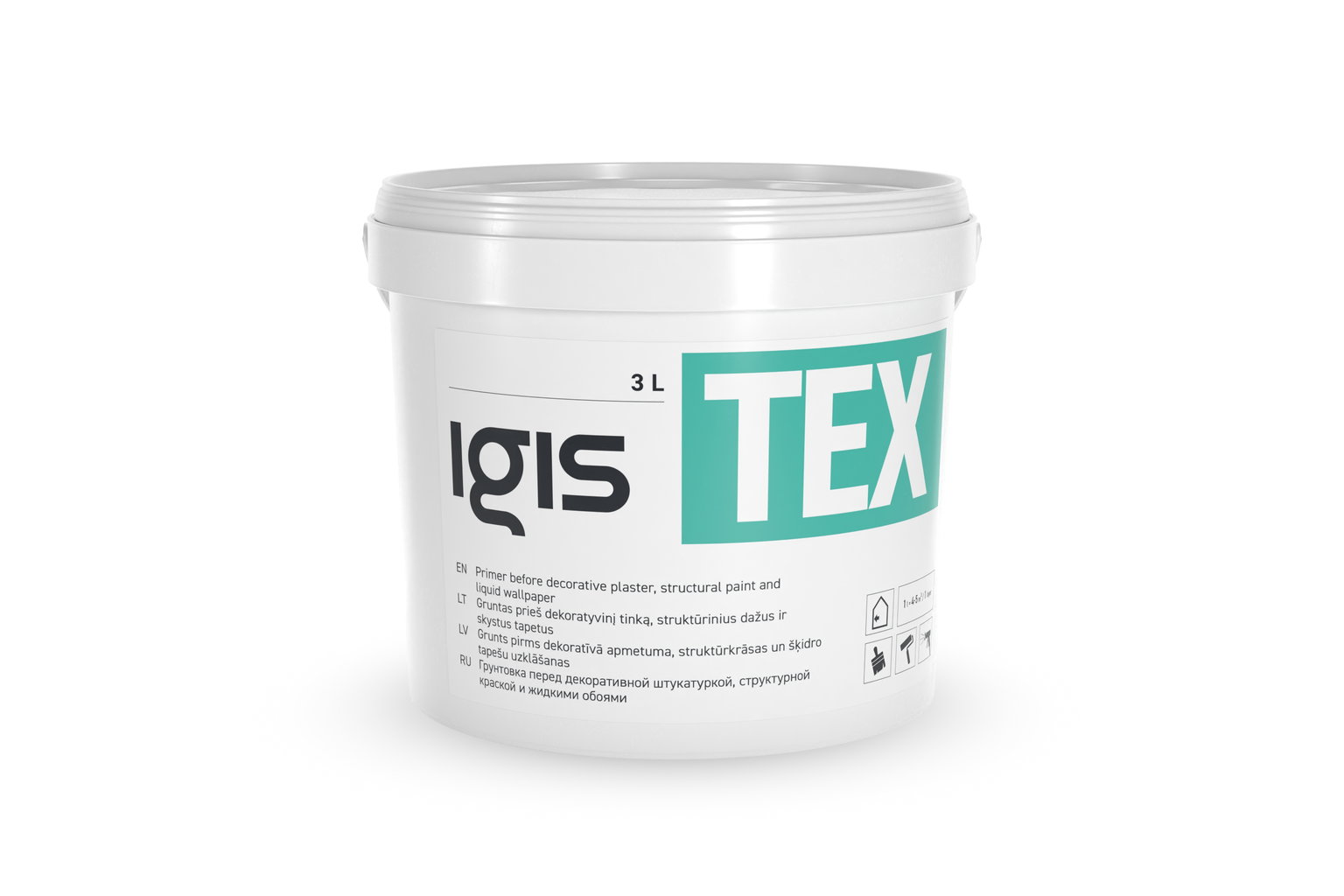 Gruntas prieš dekoratyvinį tinką ir skystus tapetus IGIS TEX, 3 l-0