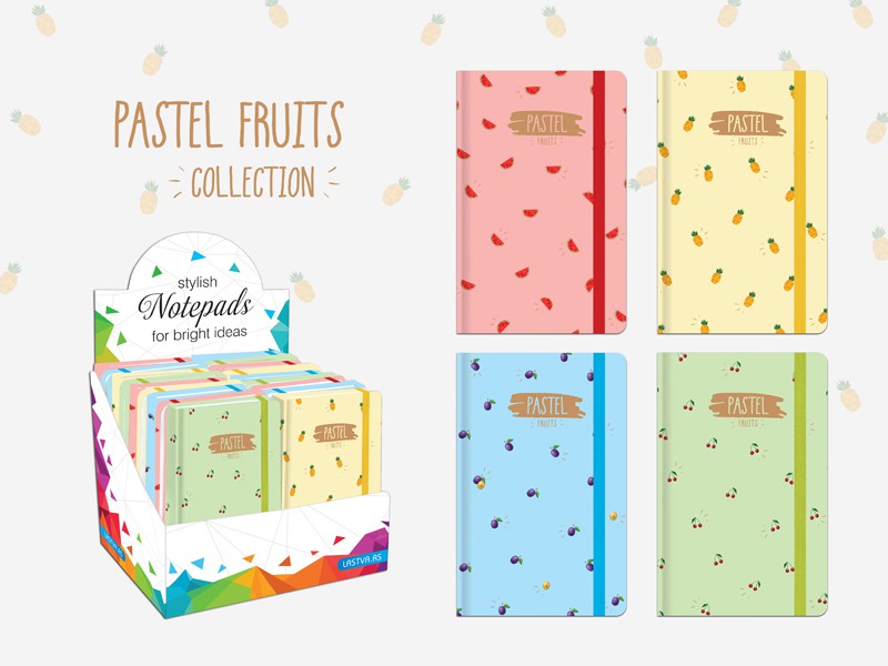 Užrašų knygutė PASTEL FRUITS, A6, 96 lapų, 70 g, langeliais-0
