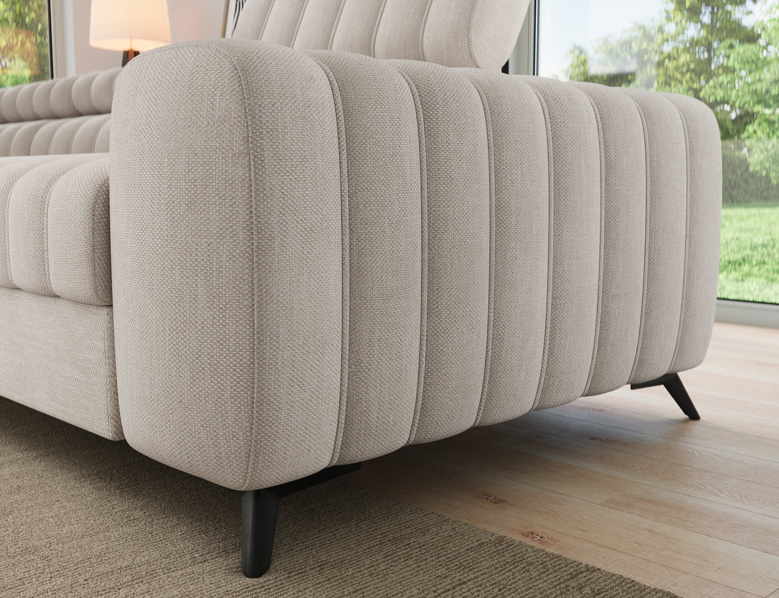 Kampinė sofa Kanedo, tamsaus smėlio spalva, kairinė, 204 x 269 cm x 86 cm - 8