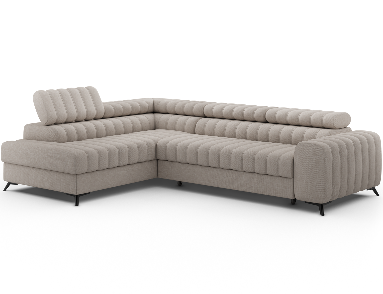 Kampinė sofa Kanedo, tamsaus smėlio spalva, kairinė, 204 x 269 cm x 86 cm - 3