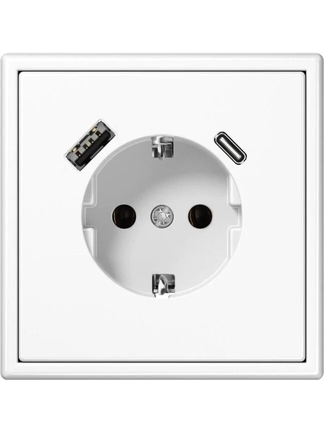Kištukinis lizdas MODERN, su įžeminimu ir USB A+C krovikliu, baltos matinės sp.-1
