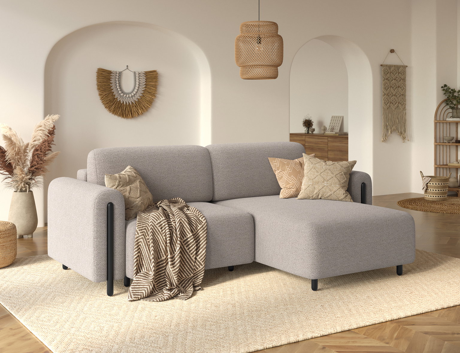 Kampinė sofa Acossta, pilka sp., dešininė, 154 x 244 cm x 95 cm - 5