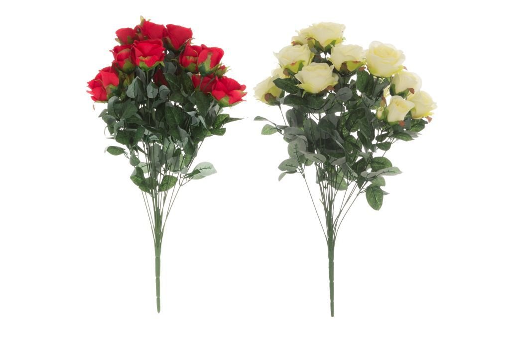 Dirbtinė gėlė ROŽĖ, baltos arba raudonos sp., 58 cm