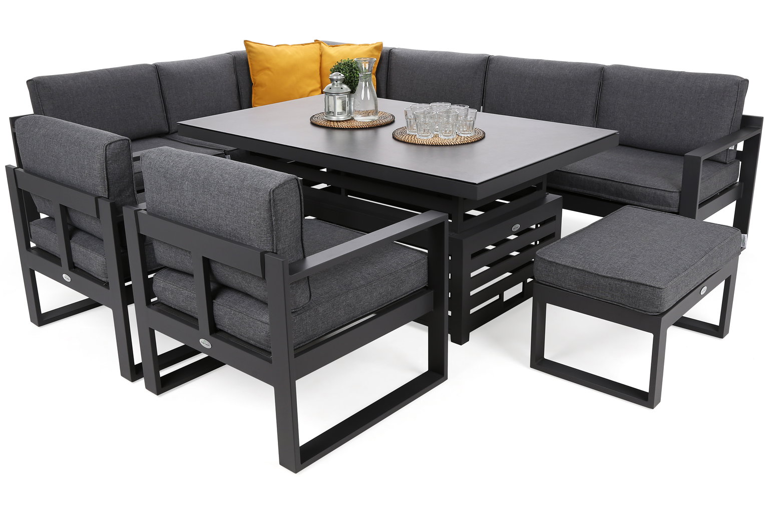 Lauko baldų komplektas Neapol Comfort Corner, 10 vietų, tamsiai pilka-0