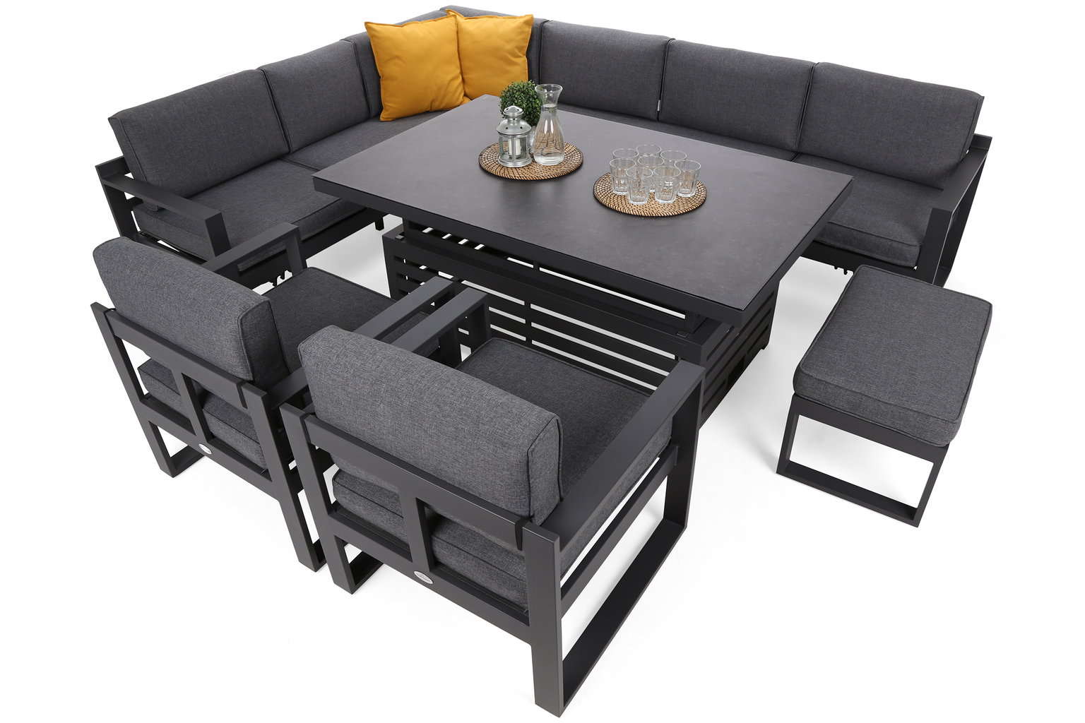 Lauko baldų komplektas Neapol Comfort Corner, 10 vietų, tamsiai pilka-1