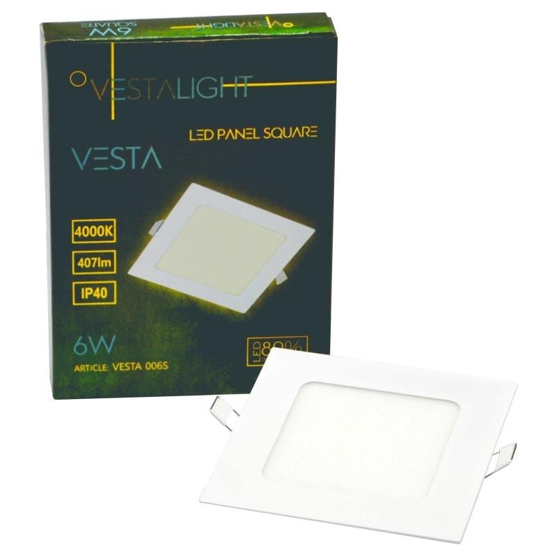 Įleidžiama LED panelė VESTALIGHT, 6 W, 4000 K, 407 lm, IP40, 12 x 12 cm - 6