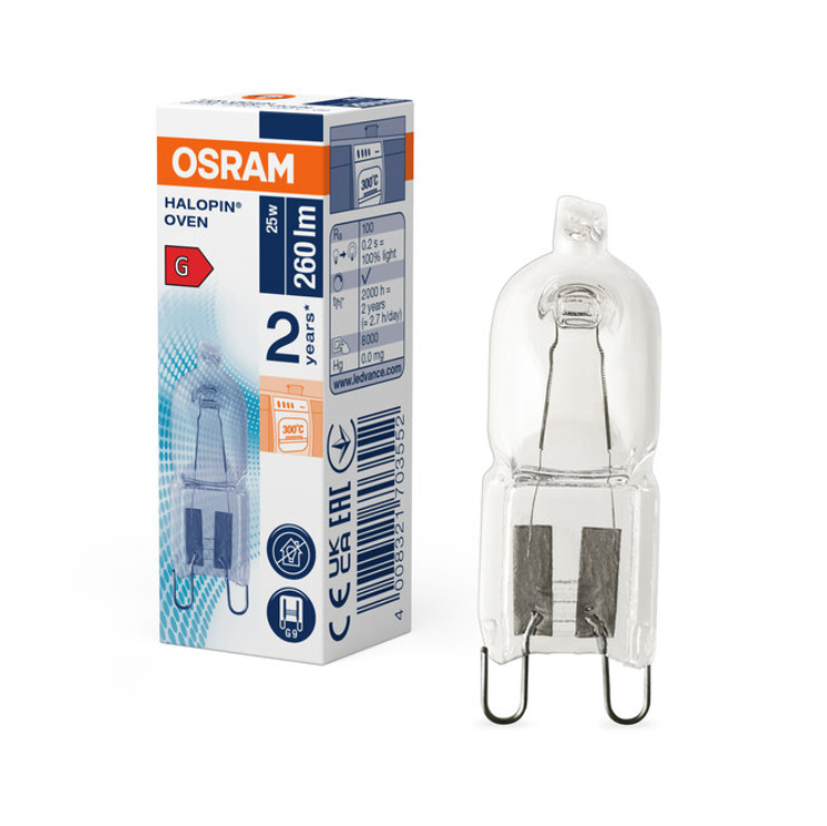 Halogeninė orkaitės lemputė OSRAM, G9, 25W, 2700K, 230V, 260 lm-0