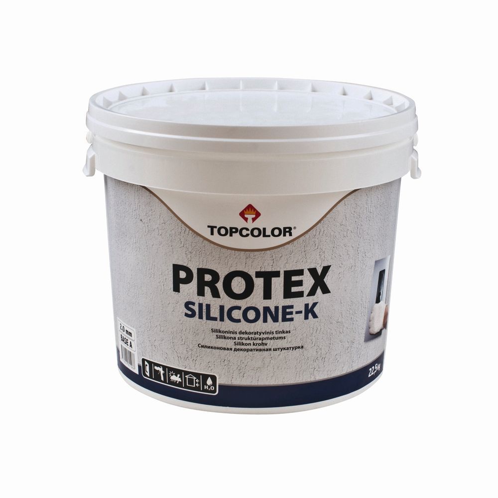 Dekoratyvinis tinkas TOPCOLOR PROTEX SILICONE K, ištisinis 2 mm, A bazė, 25 kg-0