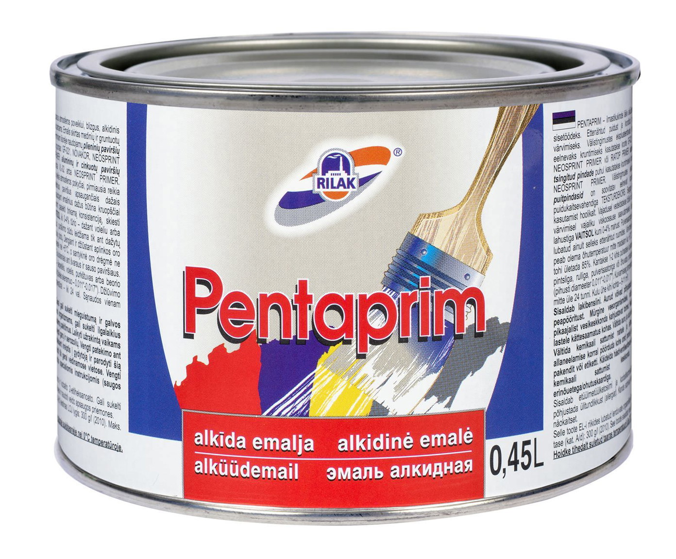 Alkidiniai emaliniai dažai RILAK PENTAPRIM, blizgūs, pilkos sp., 450 ml-0