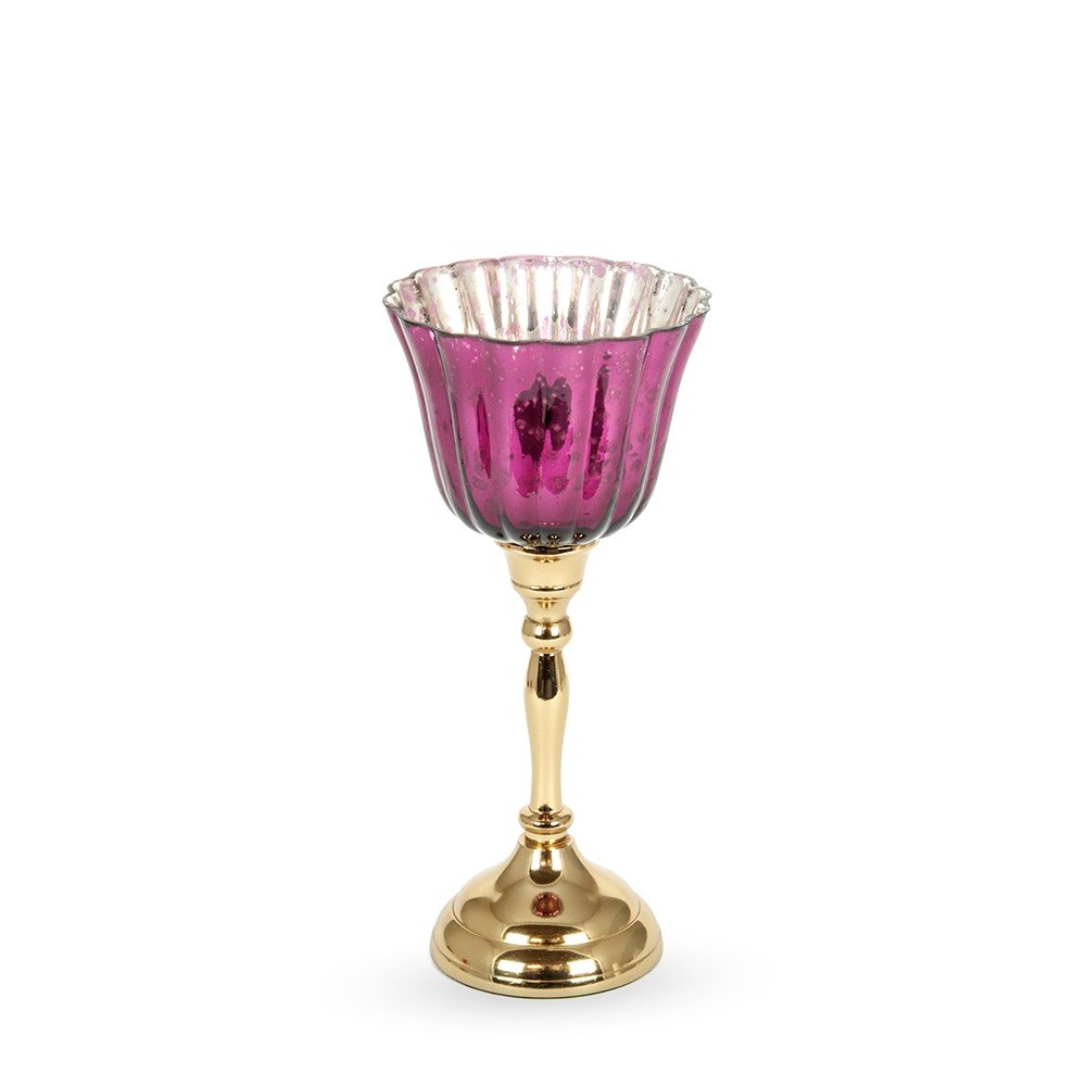 Stiklinė žvakidė SAVEX, violetinės sp., 32,5 cm