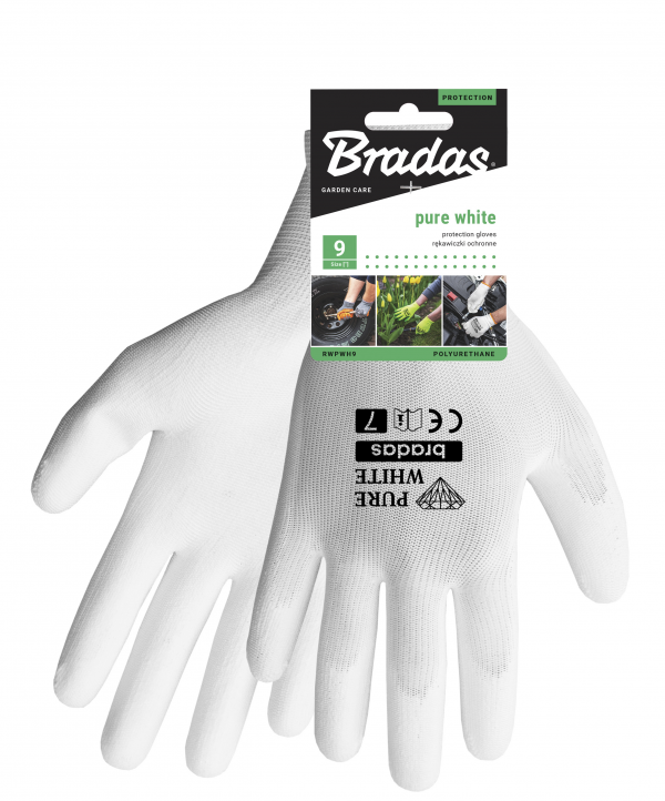 Sodo ir darbo pirštinės Bradas PURE WHITE, 8 dydis, 6 vnt. - 2