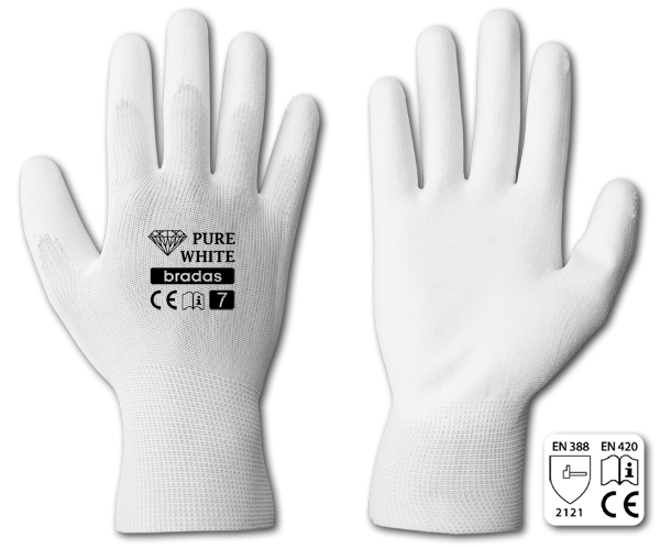 Sodo ir darbo pirštinės Bradas PURE WHITE, 8 dydis, 6 vnt. - 1