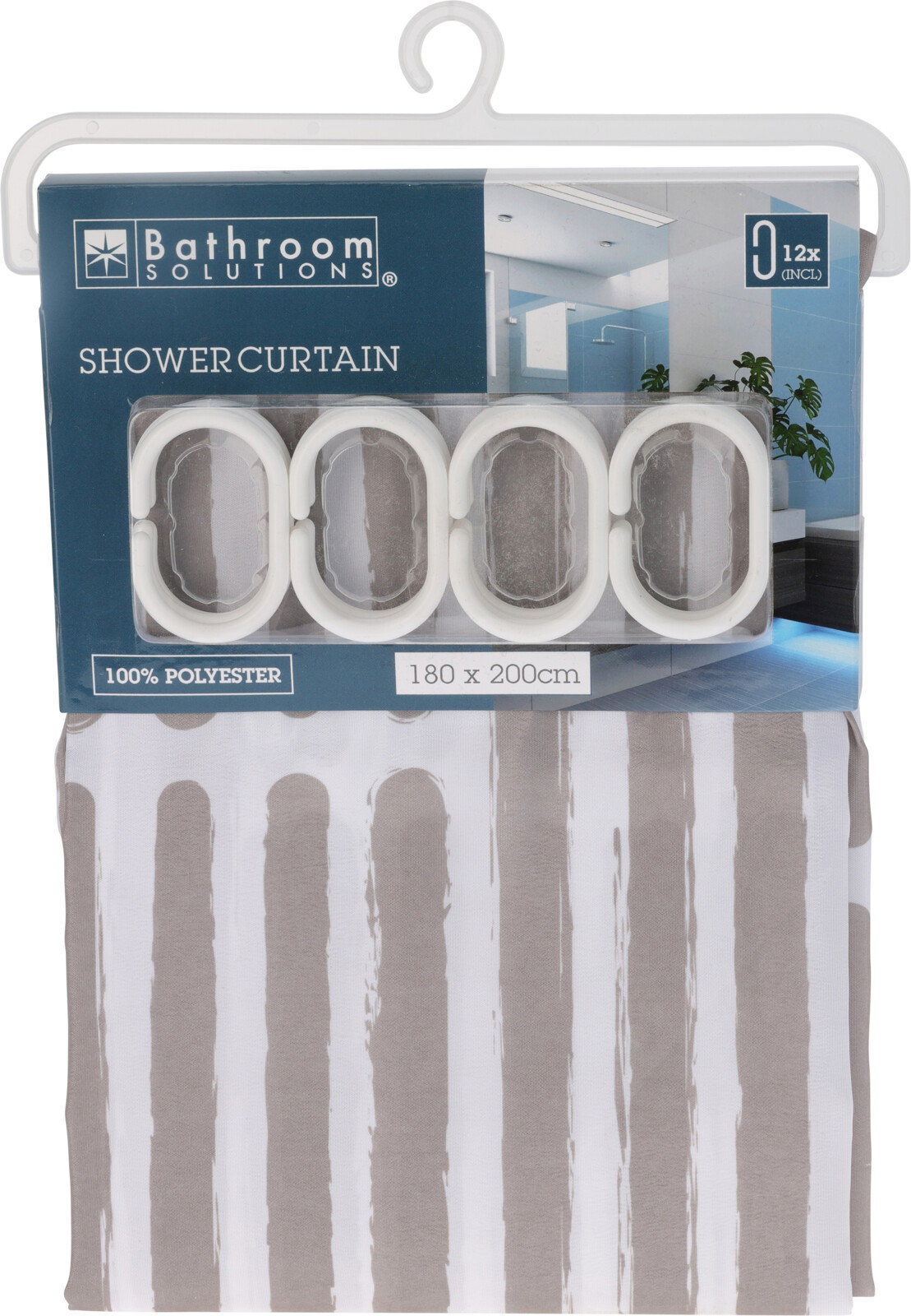 Dušo užuolaidos BATHROOM SOLUTIONS (180 x 200 cm), 100% poliesterio, trijų dizainų - 4
