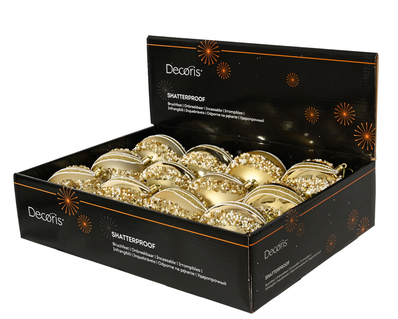 Kalėdinis eglės žaisliukas BAUBLE PEARL, 2 rūšių, šv. auksinės sp., 8 cm, 1 vnt-1