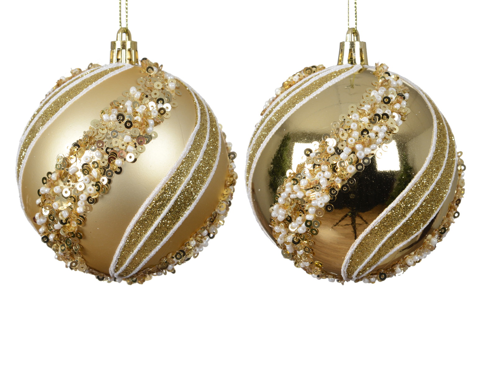 Kalėdinis eglės žaisliukas BAUBLE PEARL, 2 rūšių, šv. auksinės sp., 8 cm, 1 vnt-0