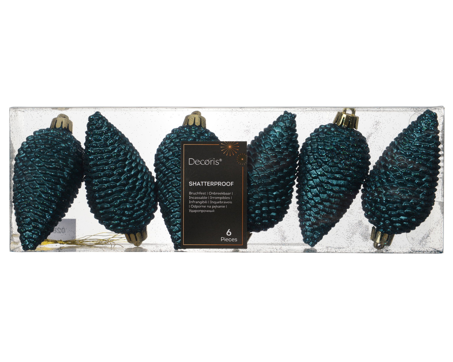 Kalėdinių eglės žaisliukų rinkinys PINECONE, smaragdinės sp., 4,5 x 8 cm, 6 vnt - 2