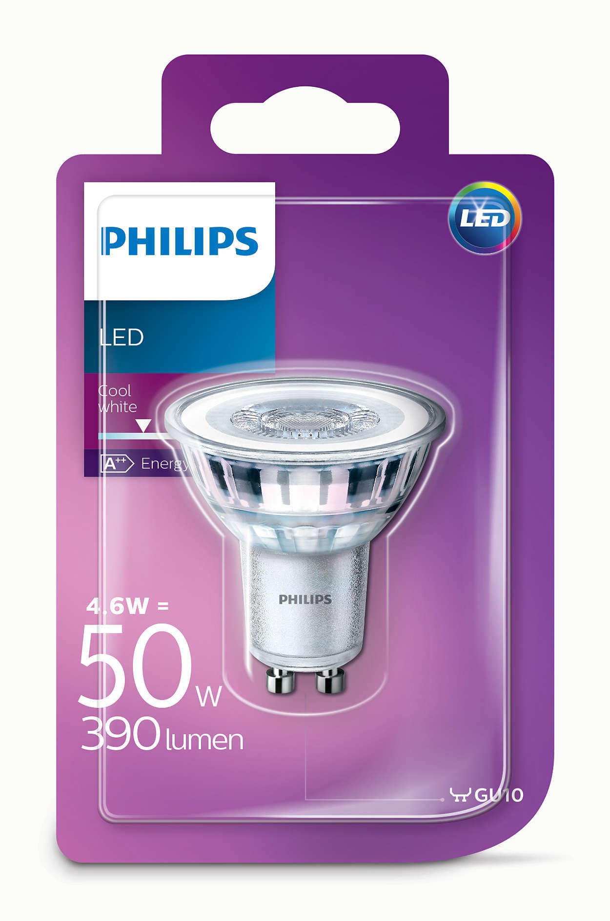Šviesos diodų lemputė PHILIPS, LED, 4,6 W, GU10, 350 lm, 4000K, atitinka 50 W