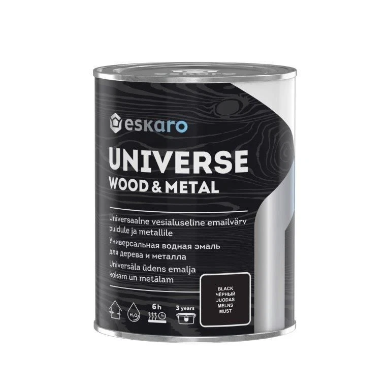 Medienos ir metalo dažai ESKARO UNIVERSE WOOD & METAL, juodos sp., 900 ml-0