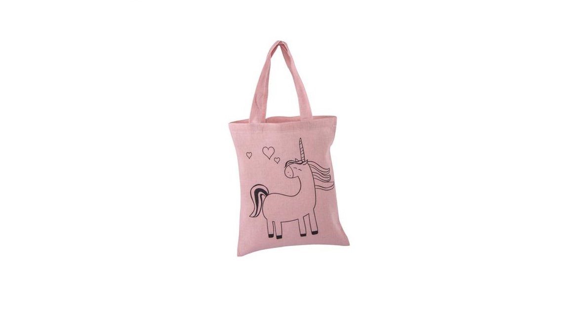 Medžiaginis maišelis RAYHER Unicorn, rožinės sp., 20 x 25 cm