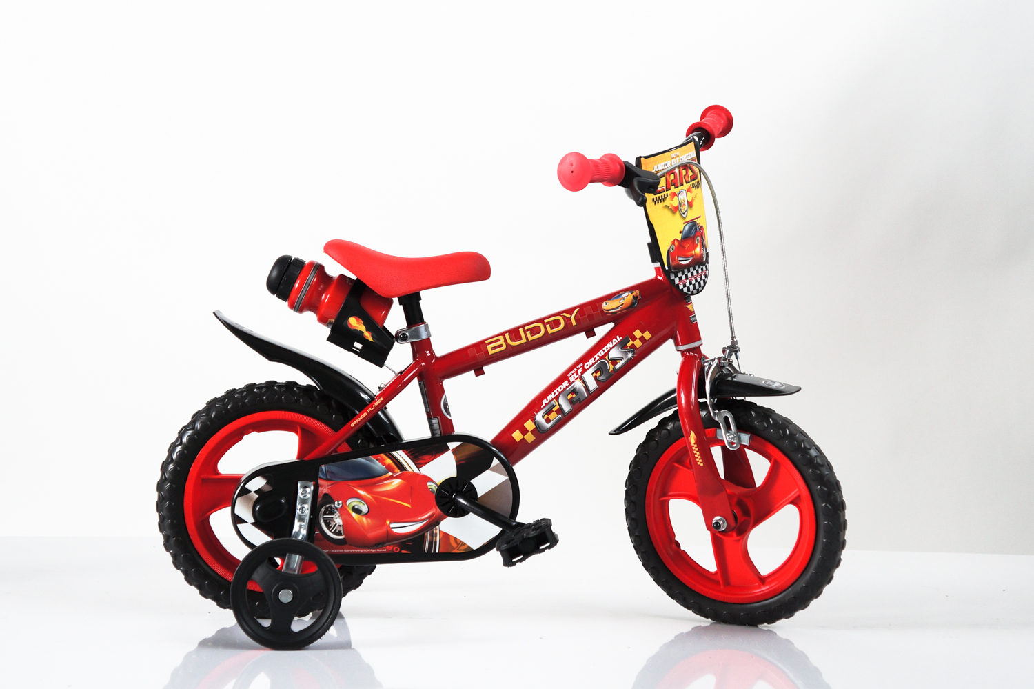 Vaikiškas dviratis Dino Bikes Cars, juodas/raudonas, 12"-0