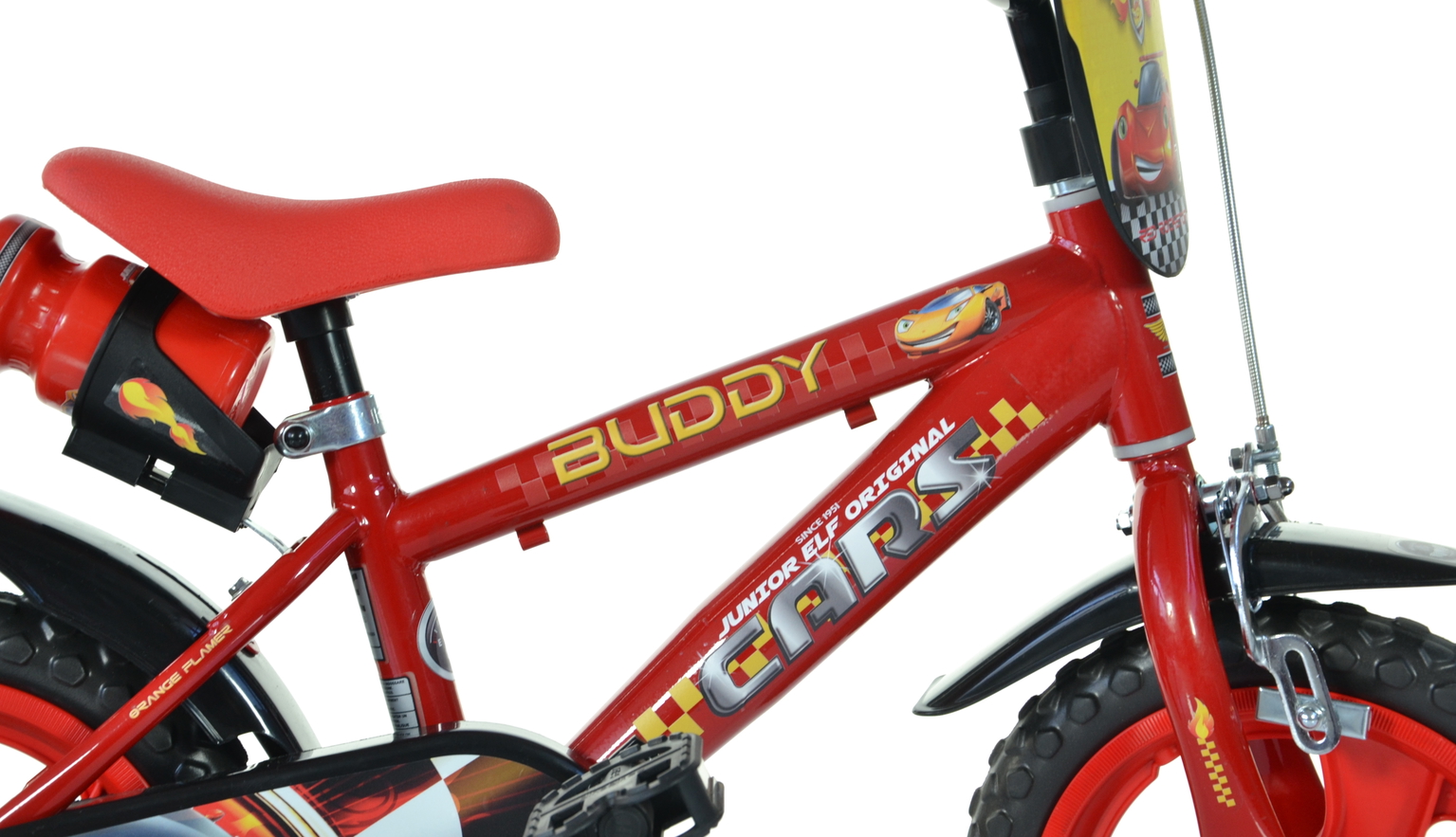 Vaikiškas dviratis Dino Bikes Cars, juodas/raudonas, 12" - 3
