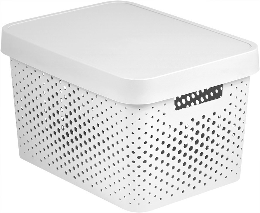 Daiktų saugojimo dėžė su dangčiu CURVER INFINITY DOTS, baltos spalvos, h22 x 36 x 27 cm, 17 L-0