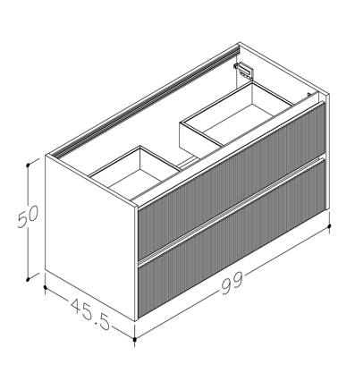 Vonios spintelė RB BATHROOM CITY GREY MAT 100, pakabin., be praust., pilkos sp., 99 x 50 x 45,5 cm - 2