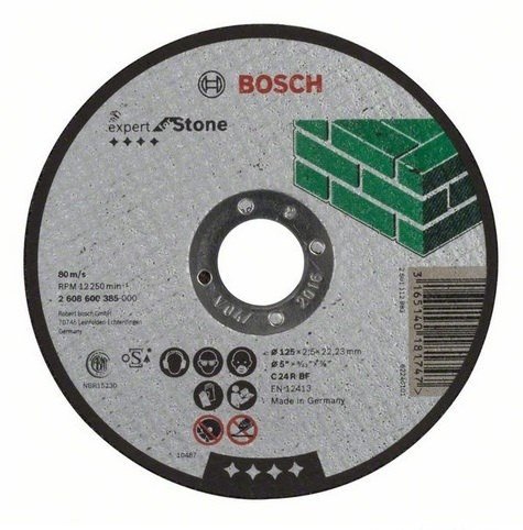 Akmens ir betono pjovimo diskas BOSCH, 125 x 2,5 x 22,23 mm, C 24 R BF