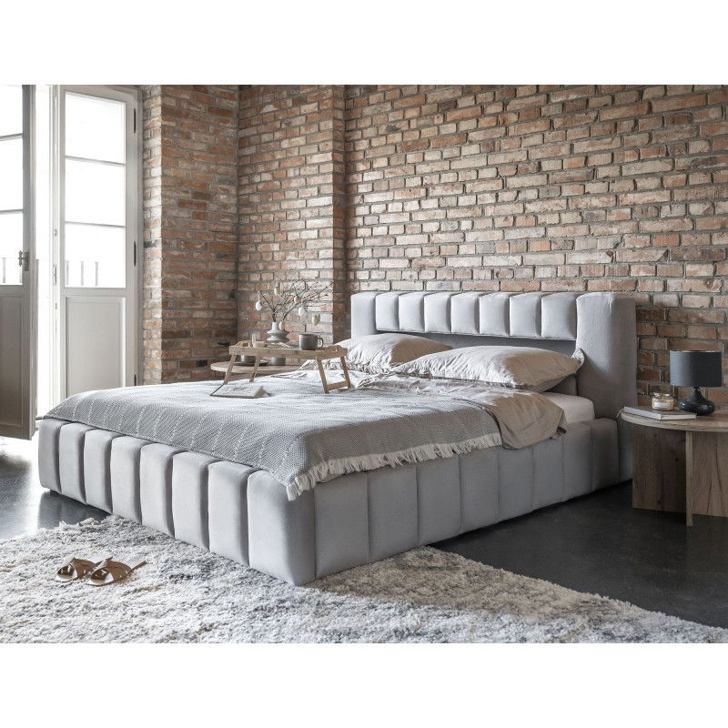 Lova su grotelėmis ir LED apšvietimu Lamica 180x200 cm, pilka-0