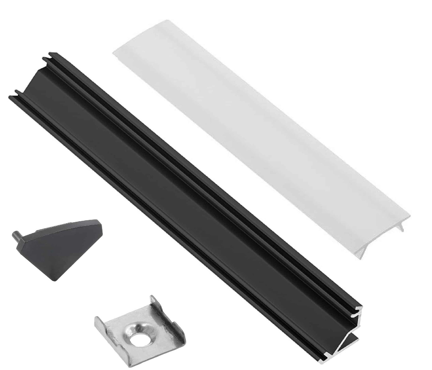 Profilis LED juostoms EUROLIGHT AL-C1-B, aliuminis, kampinis, juodos sp., anoduotas, 1m-0