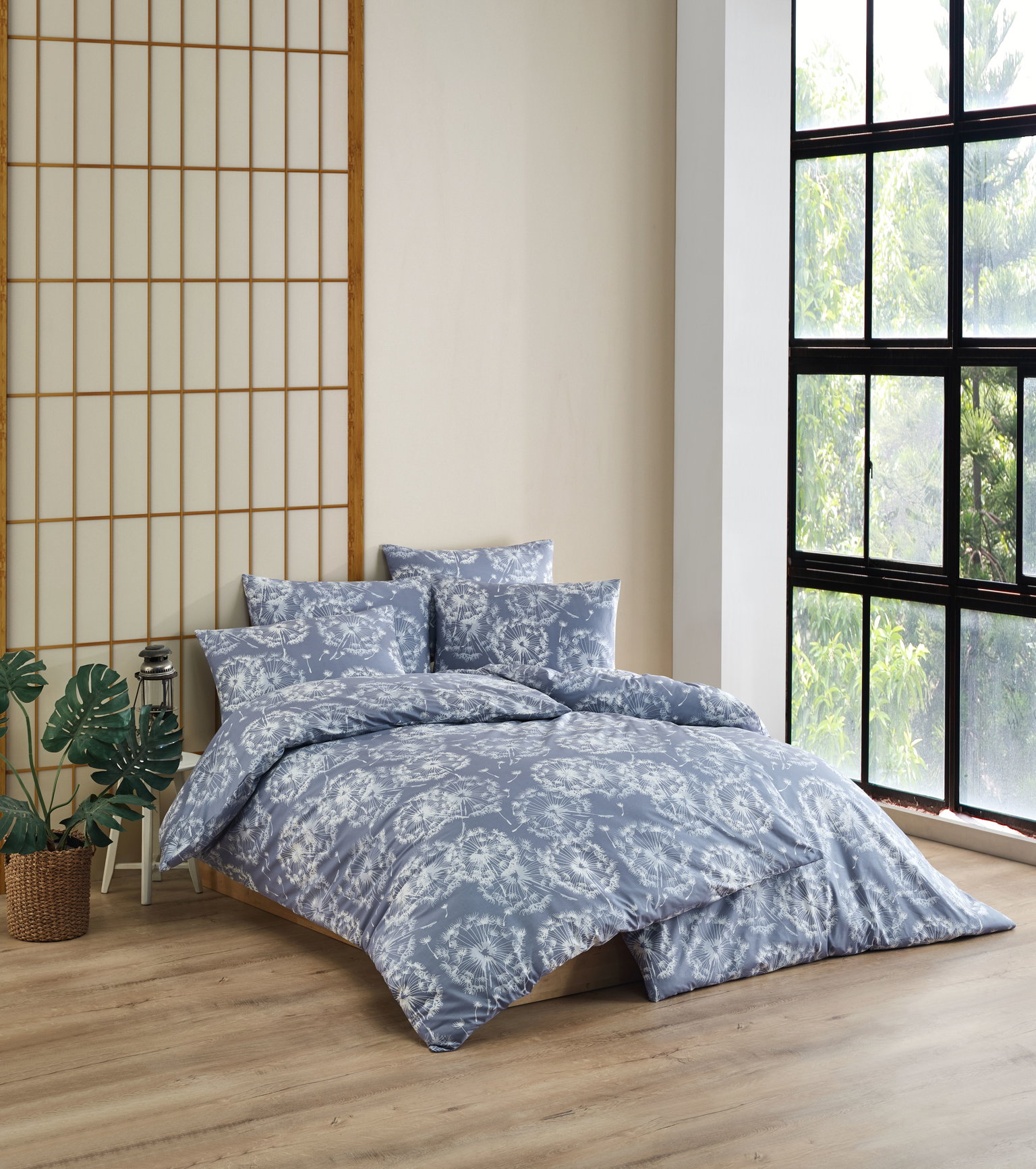 Medvilninės patalynės kompl. CREYA ENID STEEL BLUE, 150x200cm, 50x70cm, 100% medv.-0
