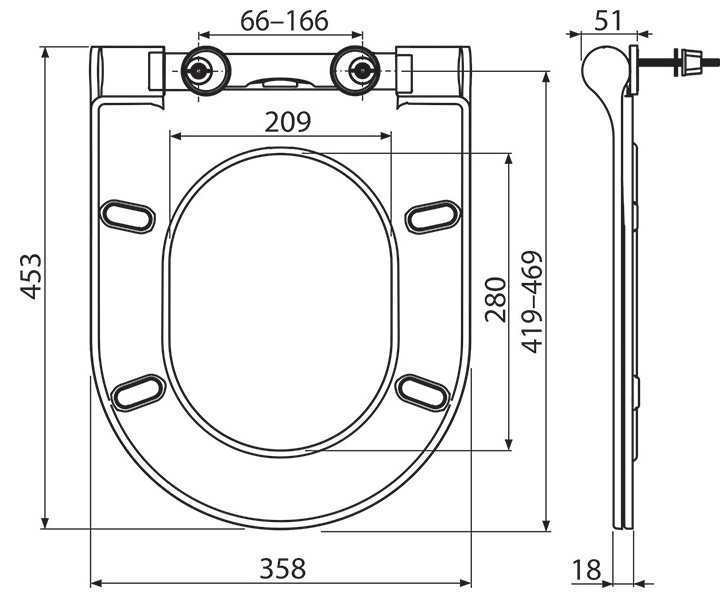 Unitazo dangtis RAVAK CHROME SLIM SC+QR, baltos sp.-1