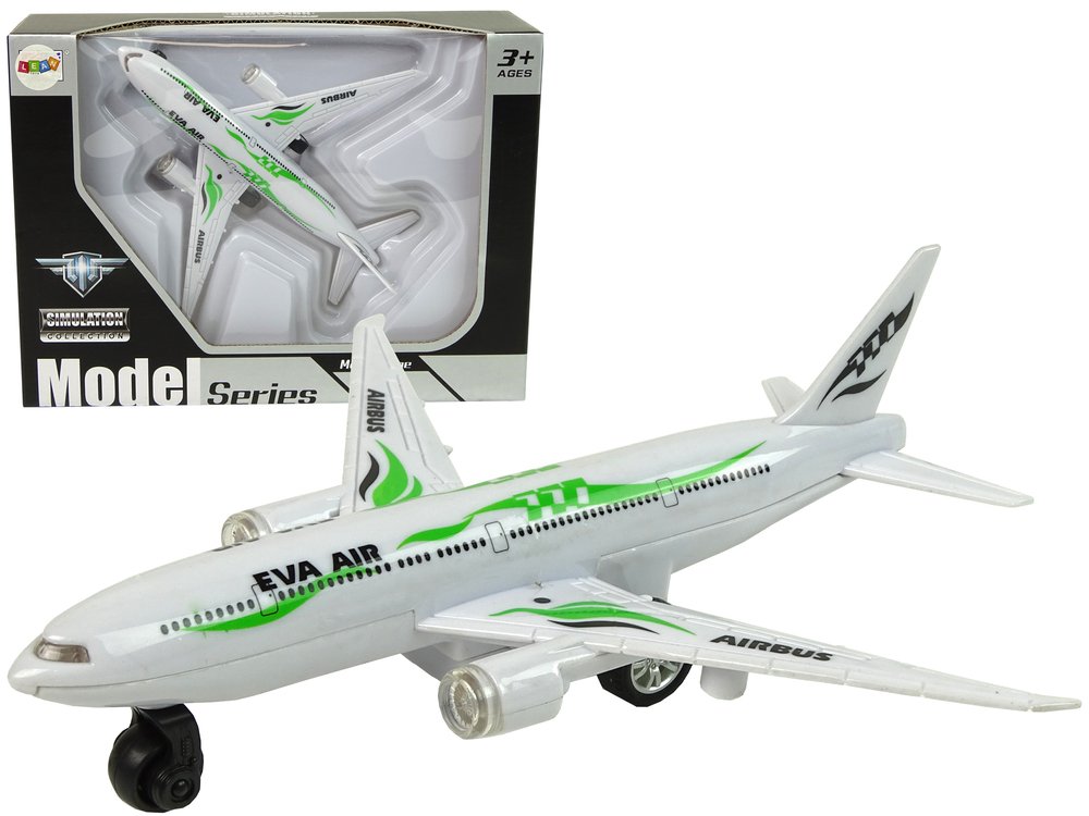 Keleivinis lėktuvas su garso ir šviesos efektais, baltas/žalias