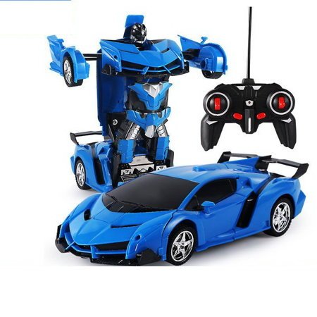 Transformeris automobilis-robotas 2in1 su nuotolinio valdymo pultu, mėlynas - 2
