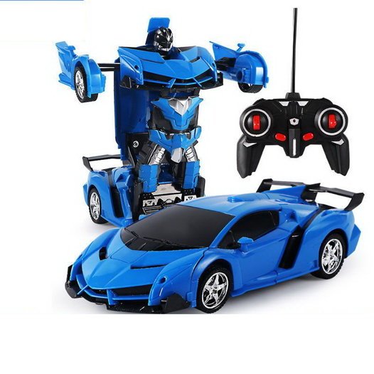 Transformeris automobilis-robotas 2in1 su nuotolinio valdymo pultu, mėlynas - 3