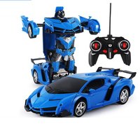 Transformeris automobilis-robotas 2in1 su nuotolinio valdymo pultu, mėlynas - 4