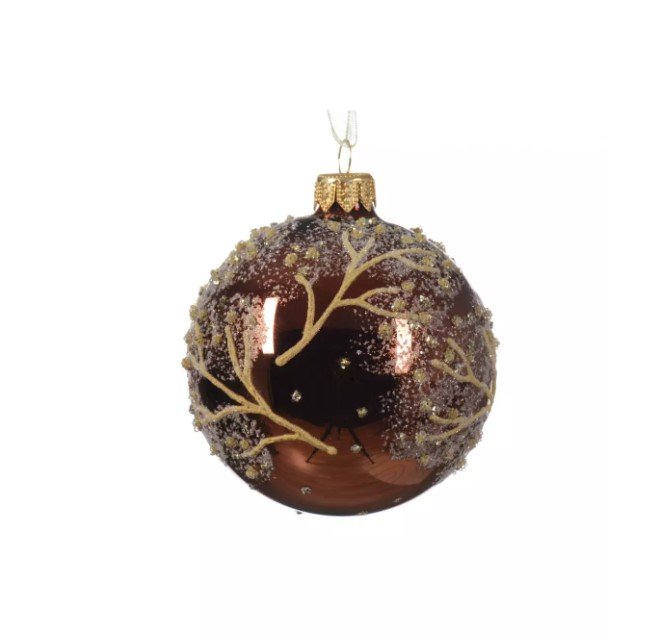 Kalėdinis eglės žaisliukas DECORIS Forest Snow Trees, rudos sp., 8 cm, 1 vnt