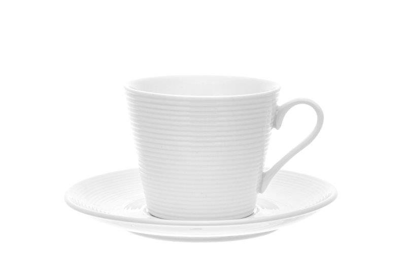 Porcelianinis puodelis su lėkštute MAKU, baltos sp., 200 ml