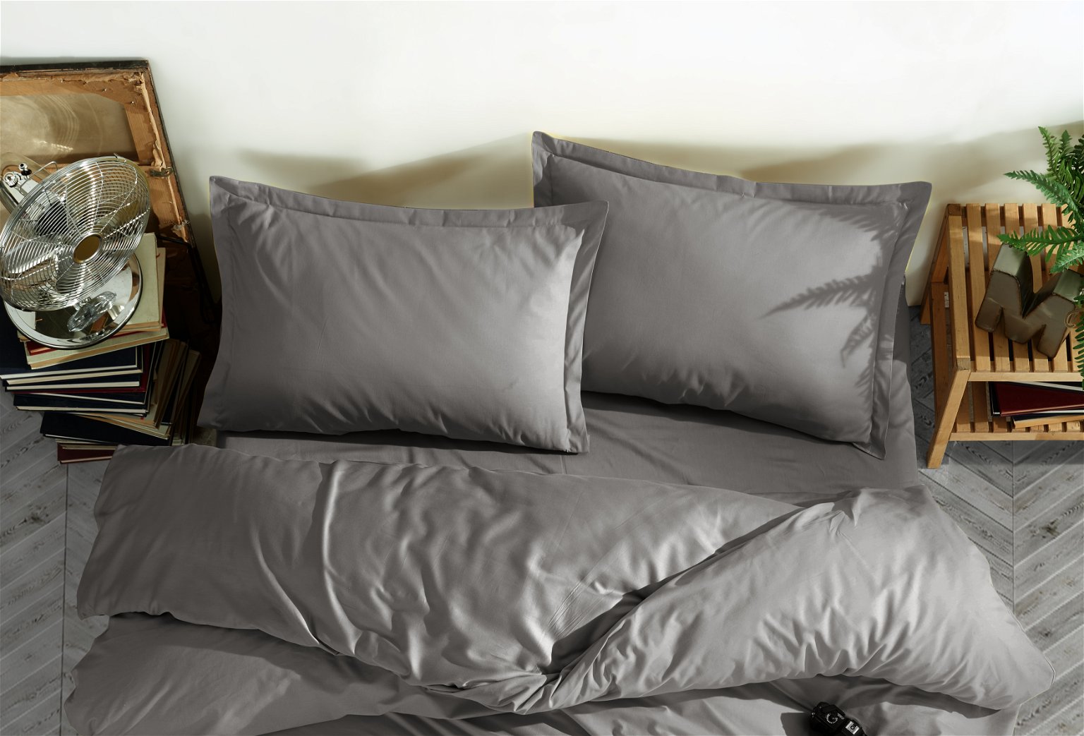 Satininis pagalvės užvalkalas CREYA, pilkos sp., 50 x 70 cm, 100 % medvilnės